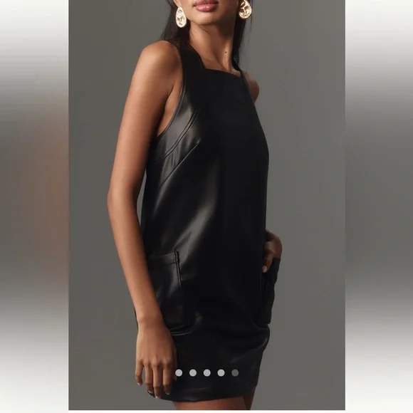 Anthropologie NWT Maeve Sleeveless Faux-Leather Mini Shift Dress size S. - Picture 4 of 16